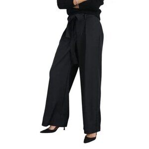 NWT ALEX MILL Women's Trouser Wide Pants Size 2 Mila‎ Tie Waist WOOL Blend Black